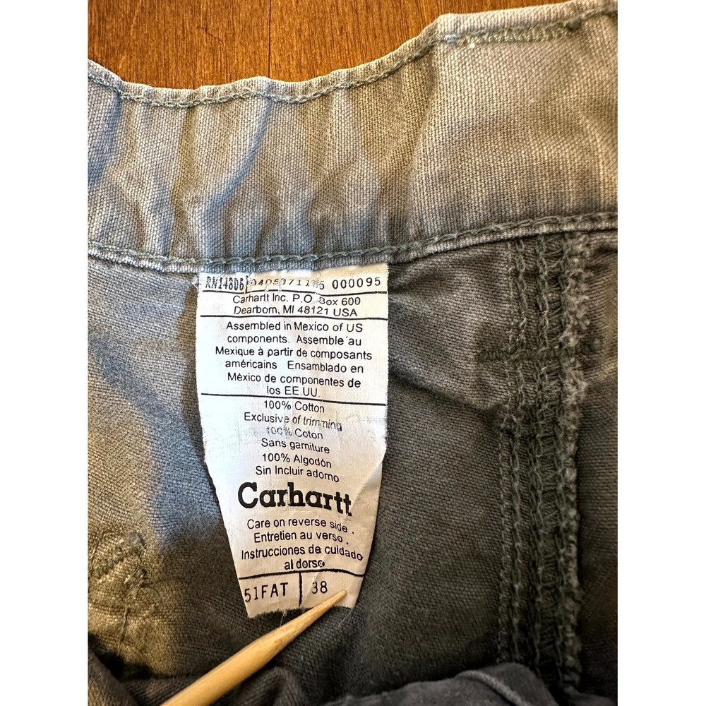 Vintage Carhartt Work Pants Men's 38 Gray Canvas Comfort Mid Rise Straight Leg - Picture 6 of 15